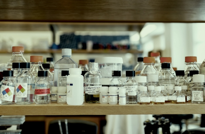 Medicine bottles, which represent the struggle arthritis patients go through in finding the right treatment.